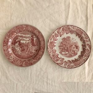 Spode Archive Collection set of 2 dinner plates cranberry Georgian Victorian